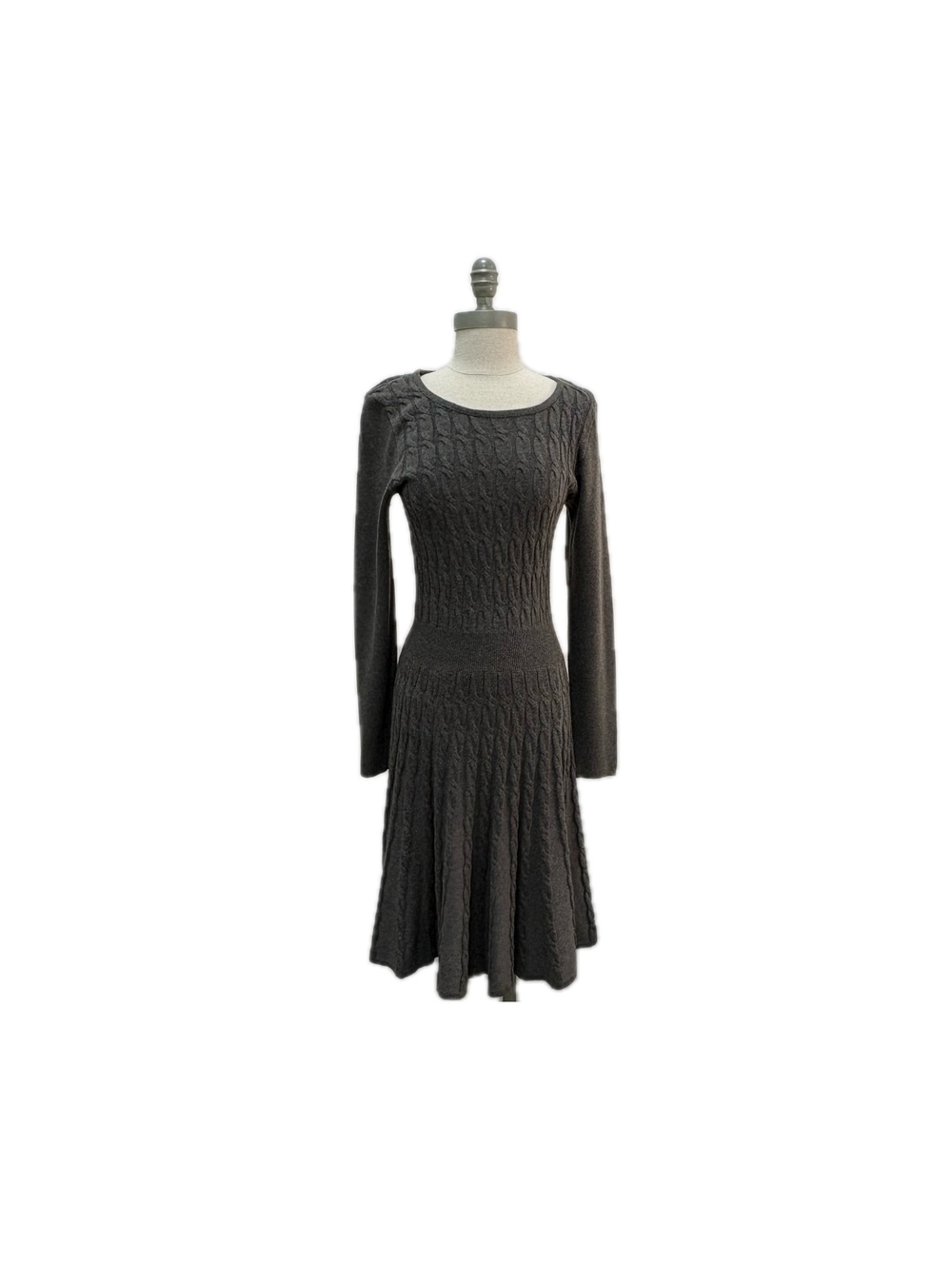 Eliza J Cable Knit Gray Long Sleeve Dress Size XS with Back Zipper